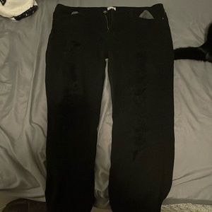 Black ripped low rose skinny jeans